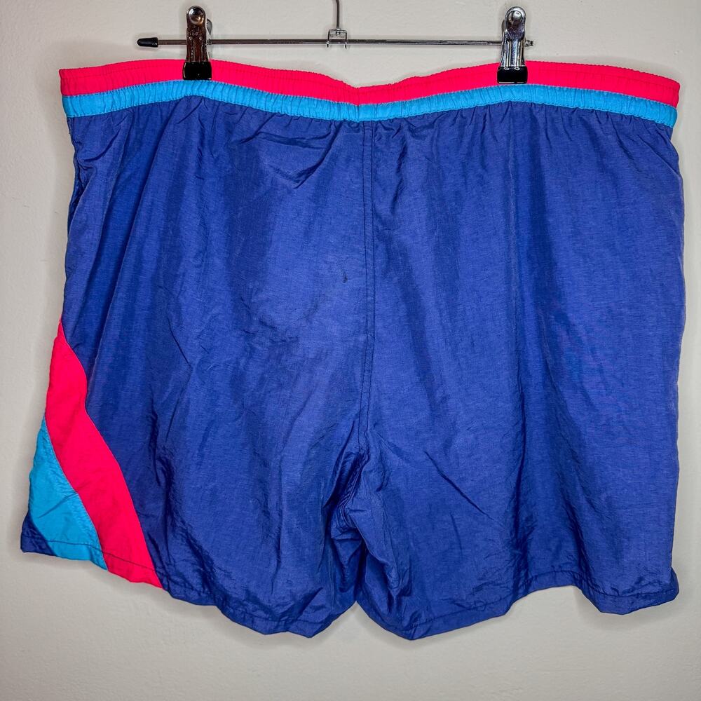 Vintage 90s Beach Gear Colorblock Swim Trunks Board Shorts Large Neon